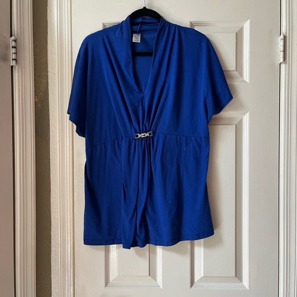 Tops - Cobalt blue gathered front top